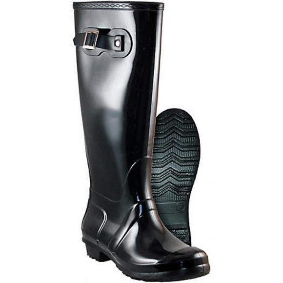 Itasca Womens Black Shiny Rain Boots 